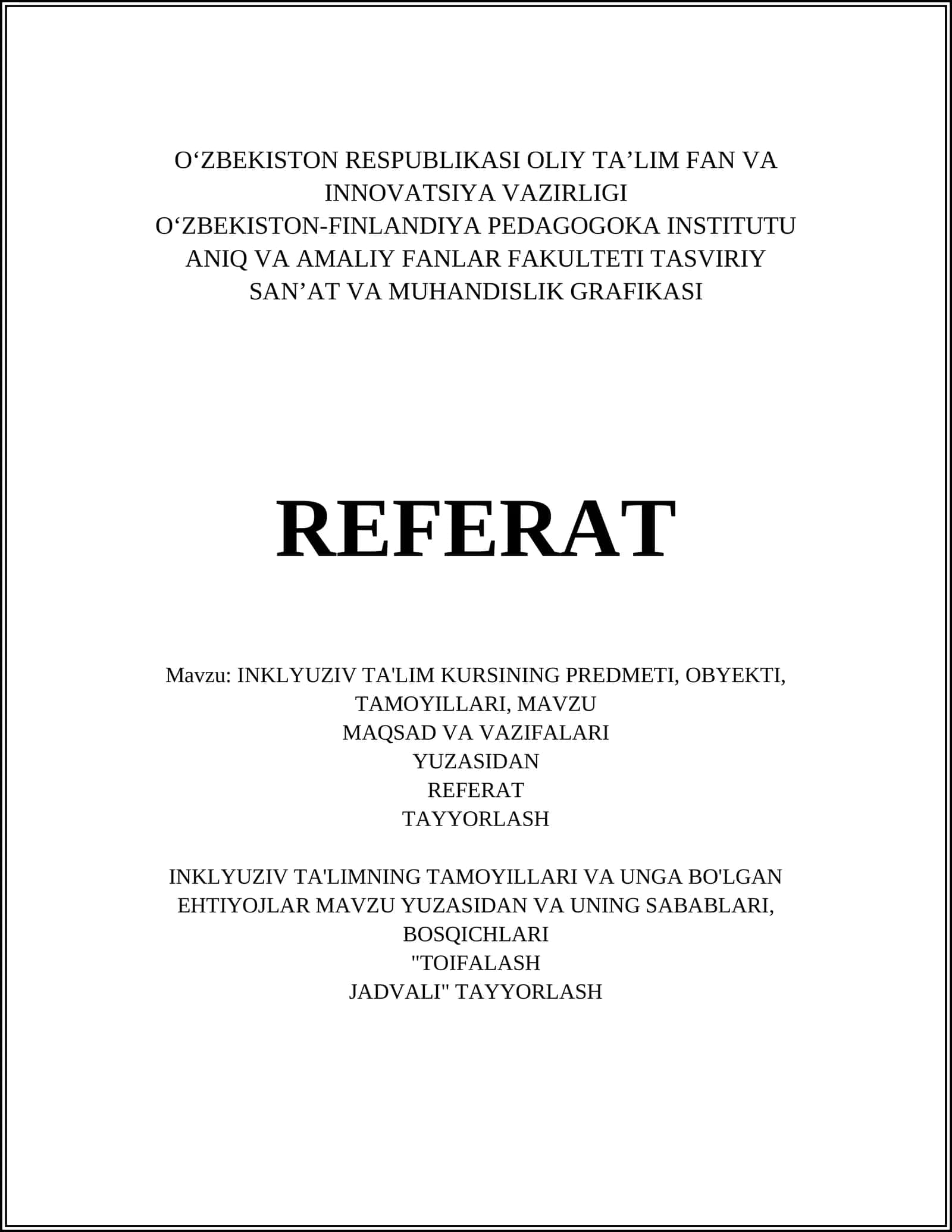 INKLYUZIV TA'LIM KURSI