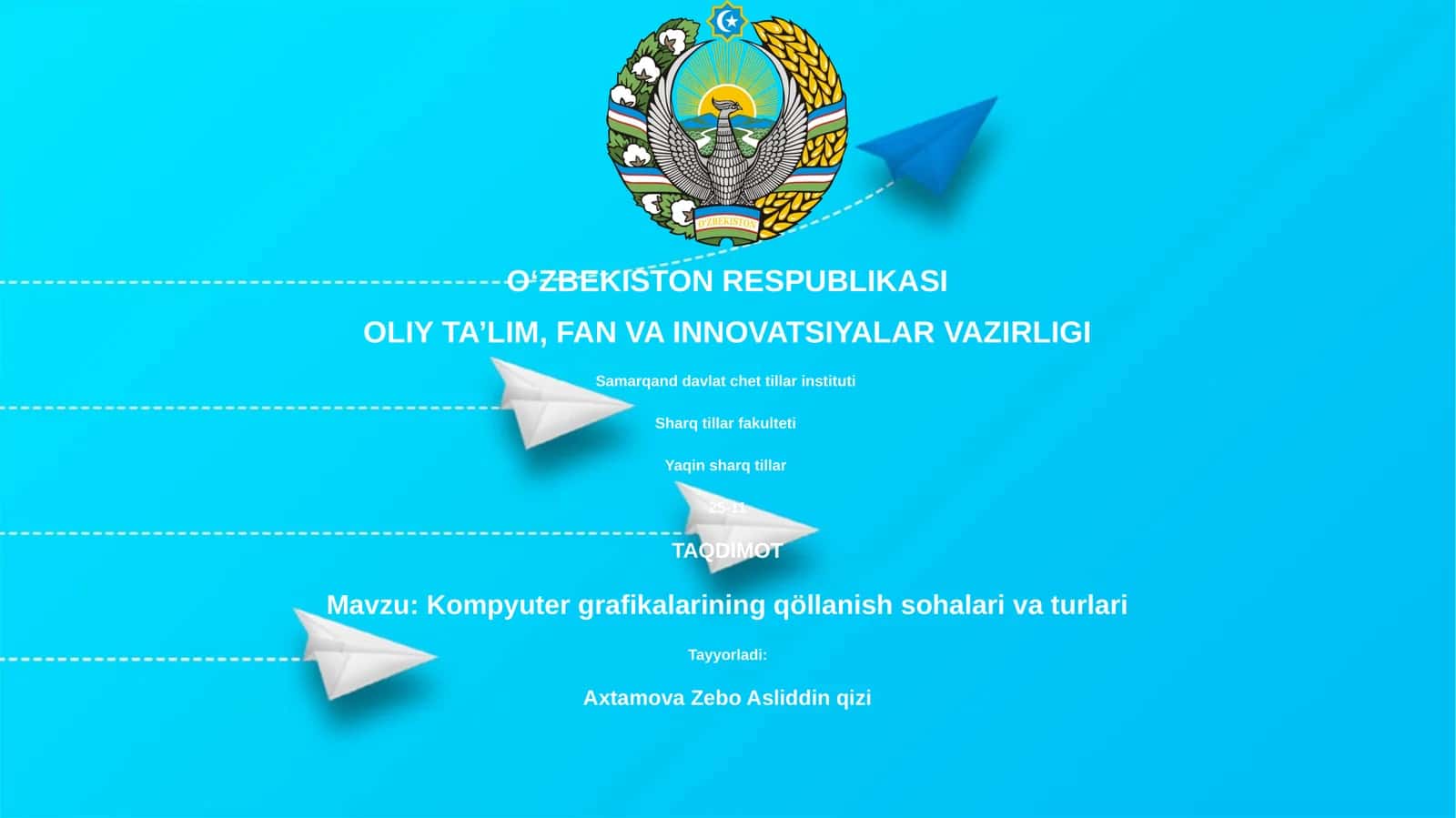 Kompyuter grafikalarining qöllanish sohalari va turlari