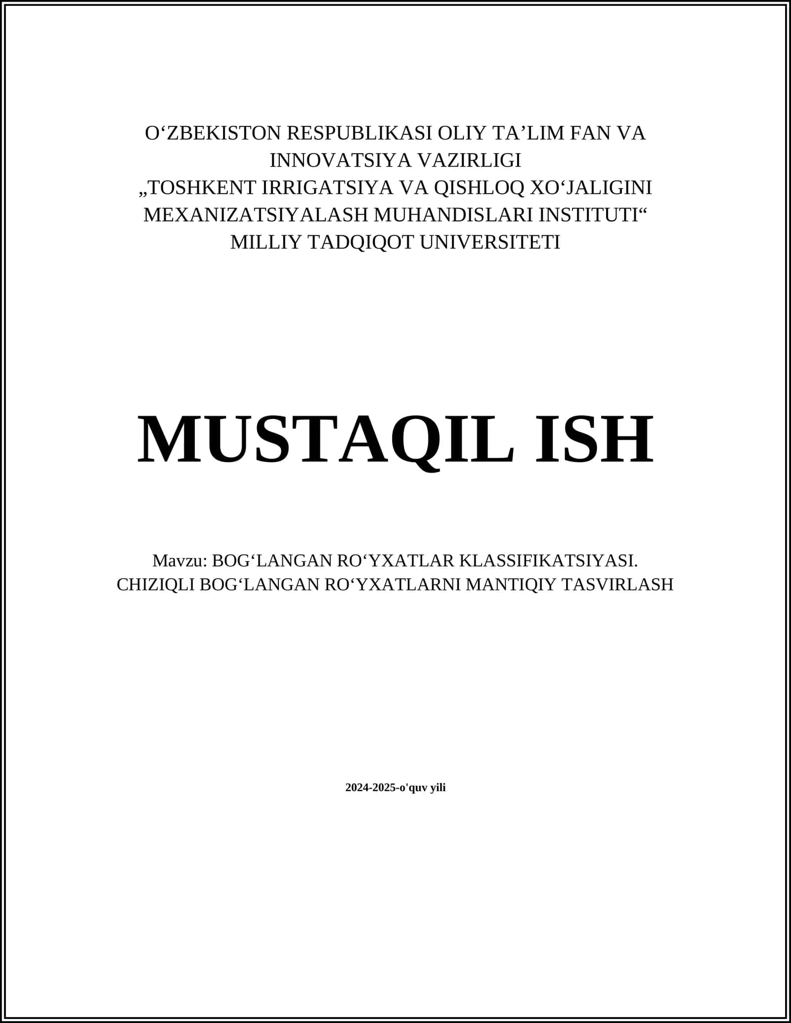CHIZIQLI BOG‘LANGAN RO‘YXATLAR TUSHUNCHASI
