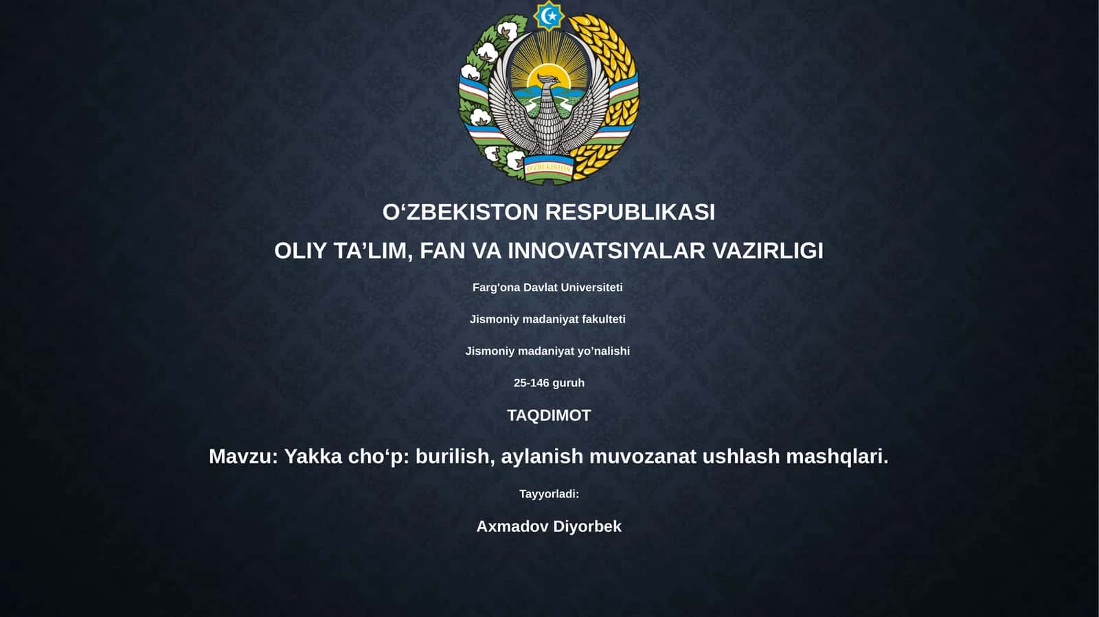 Yakka cho‘p: burilish, aylanish muvozanat ushlash mashqlari