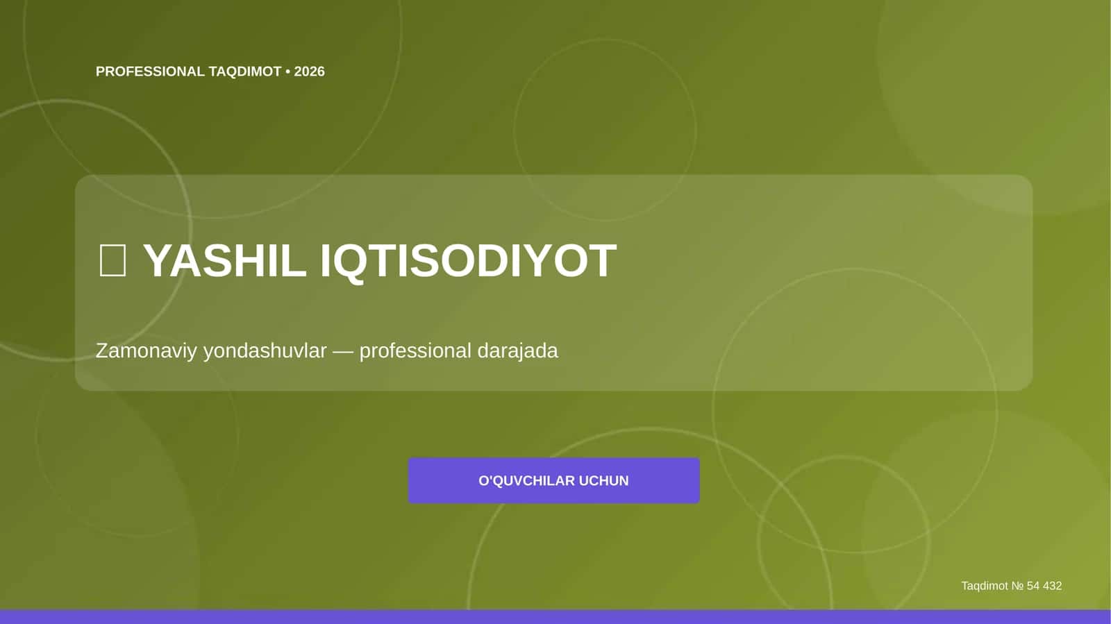 Yashil iqtisodiyot: zamonaviy yondashuvlar (professional darajada)
