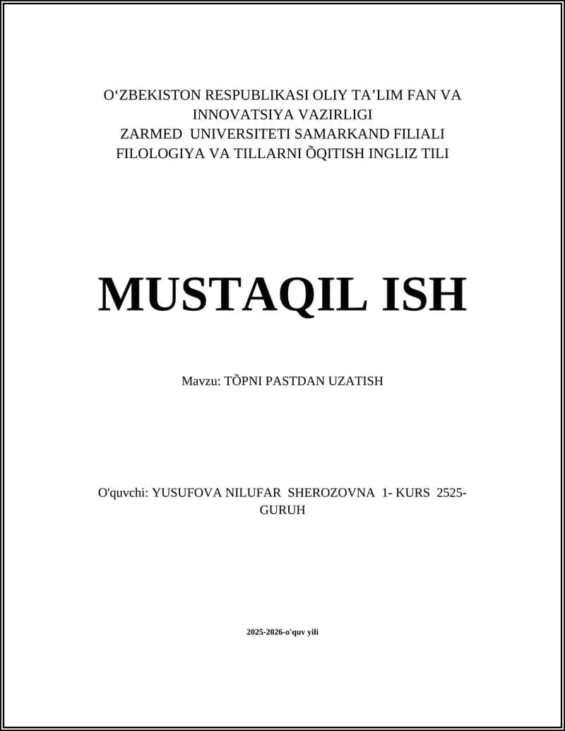 To'pni pastdan uzatish texnikasi