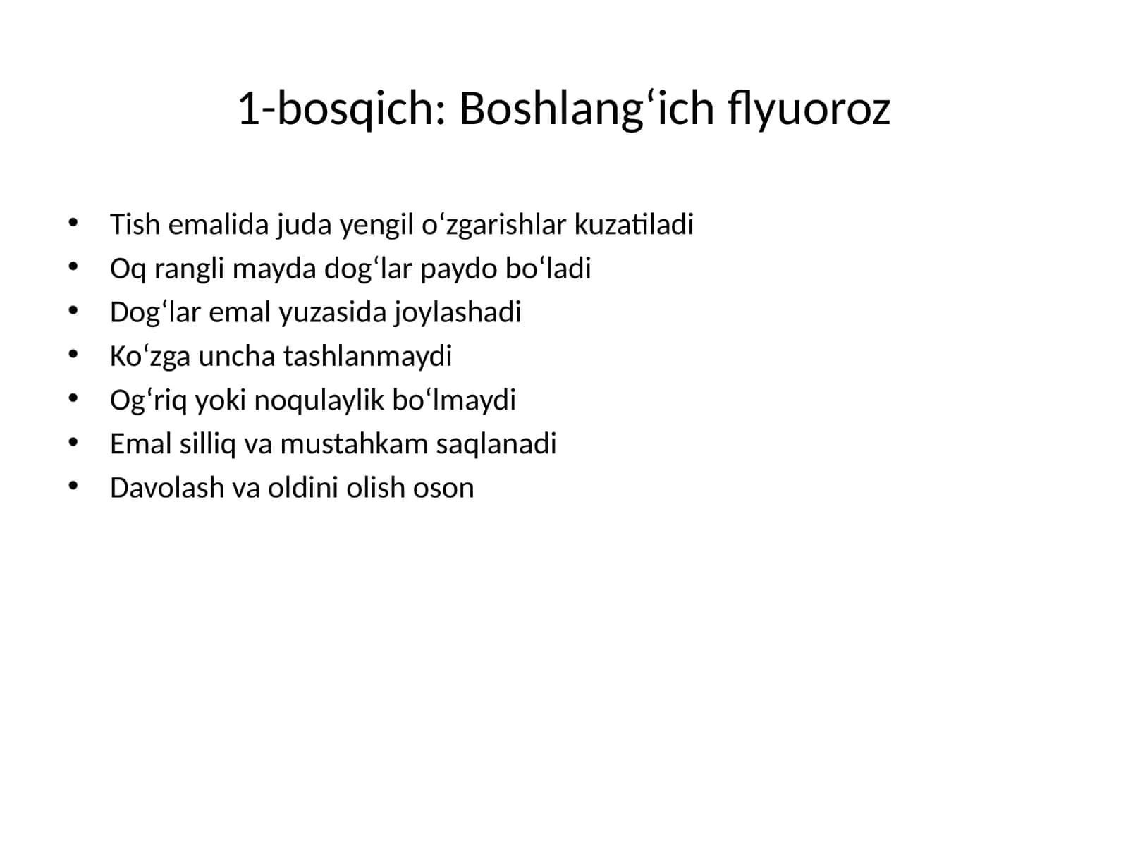 Flyuorozning bosqichlari