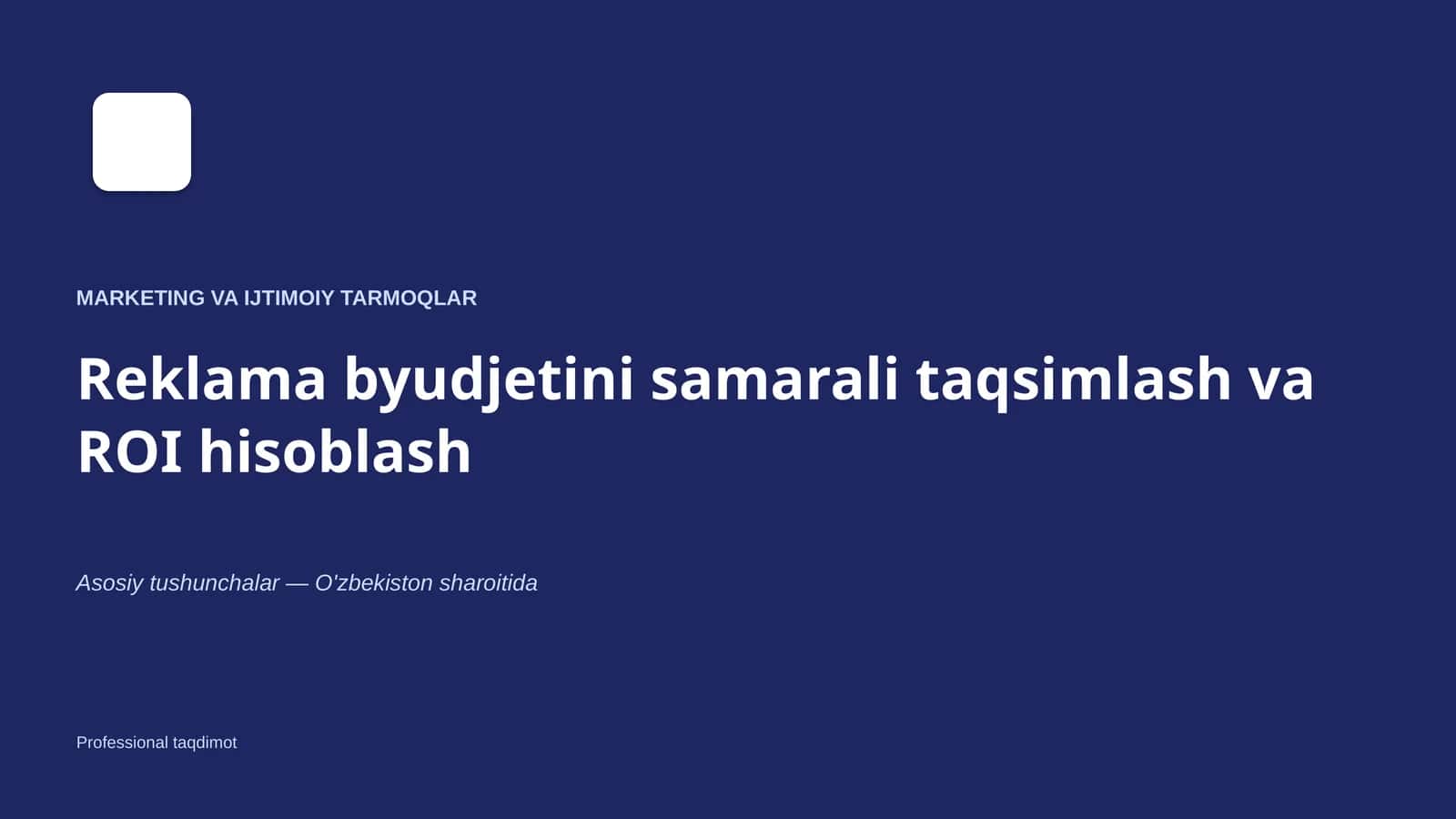 MARKETING VA IJTIMOIY TARMOQLAR