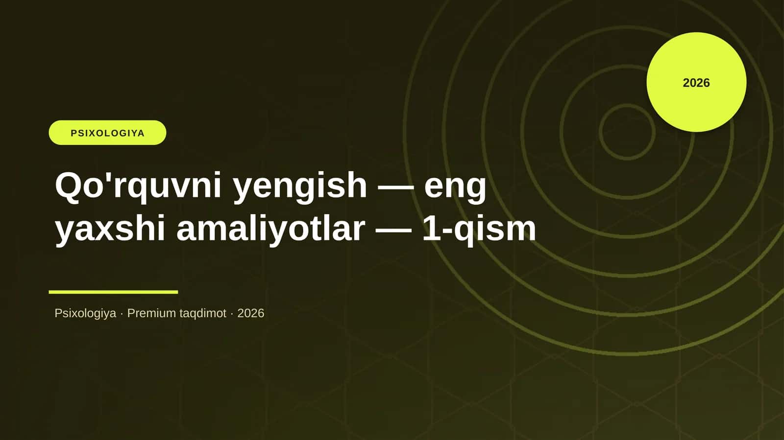 Qo'rquvni yengish — eng yaxshi amaliyotlar — 1-qism