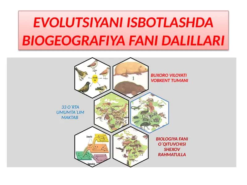 EVOLUTSIYANI ISBOTLASHDA BIOGEOGRAFIYA FANI DALILLARI