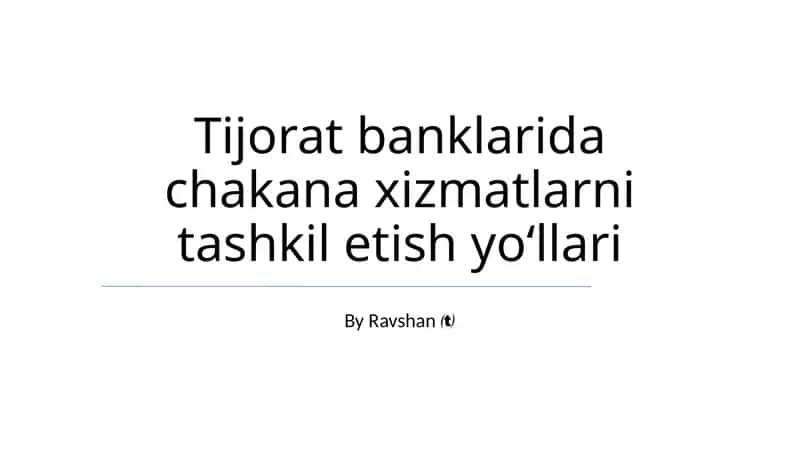 Chakana xizmatlarni tashkil etish yo'qlarl