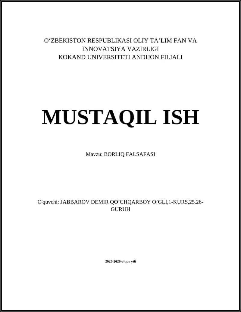 BORLIQ FALSAFASI