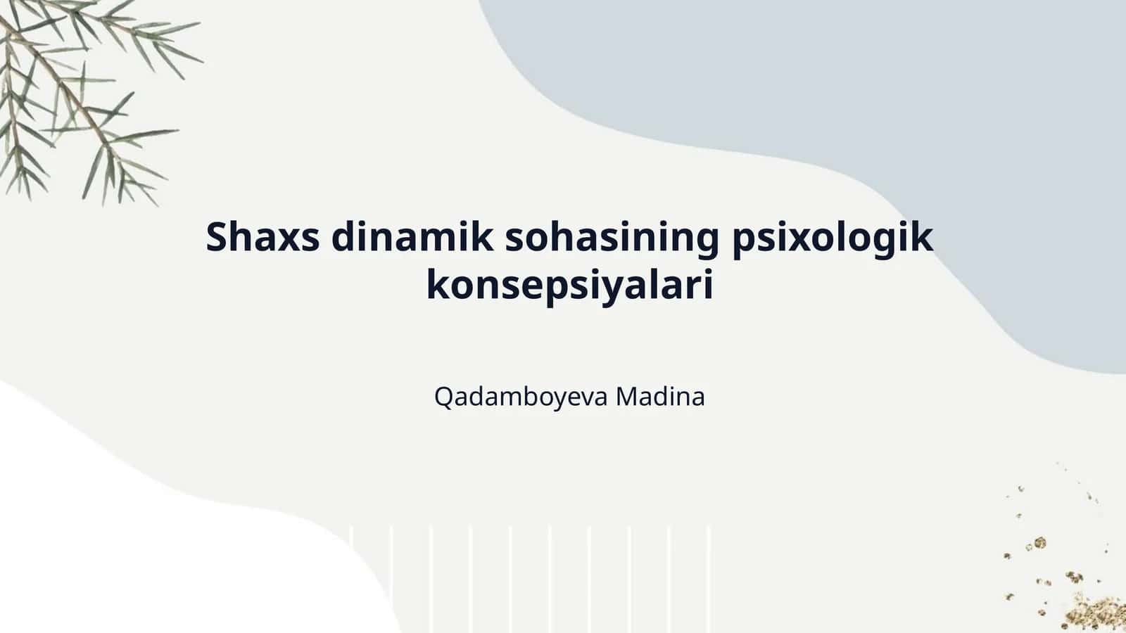 Shaxs dinamik sohasining psixologik konsepsiyalari