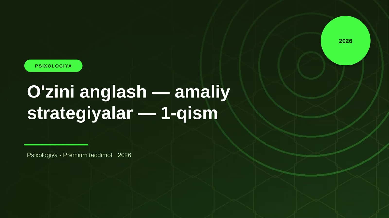 O'zini anglash — amaliy strategiyalar — 1-qism