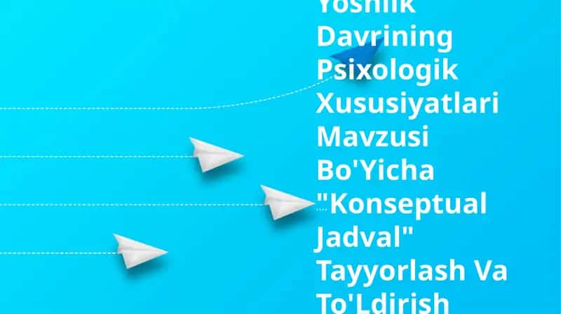 Yoshlik Davrining Psixologik Xususiyatlari Mavzusi Bo'Yicha "Konseptual Jadval" Tayyorlash Va To'Ldirish