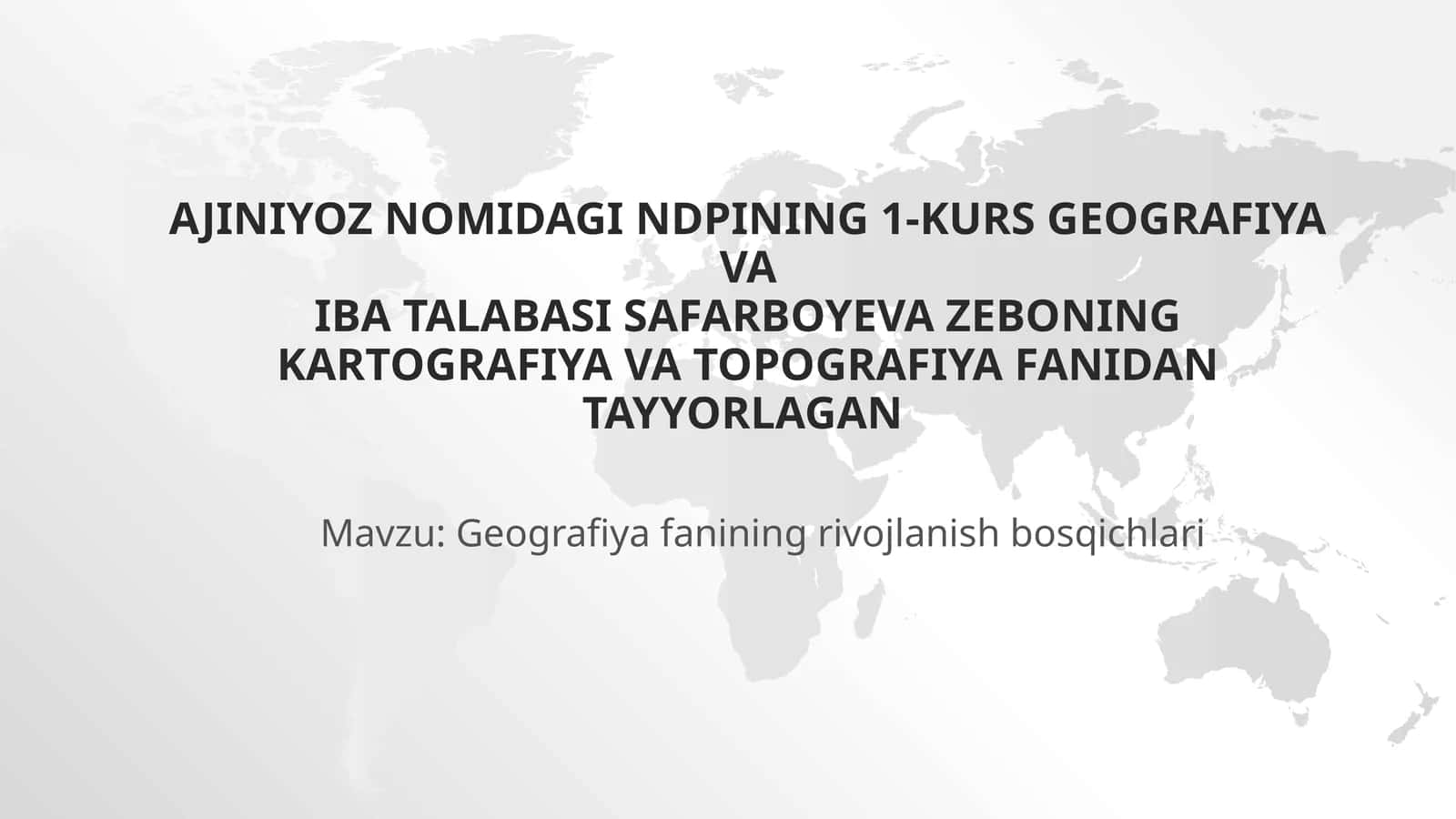 Geografiya fanining rivojlanish bosqichlari