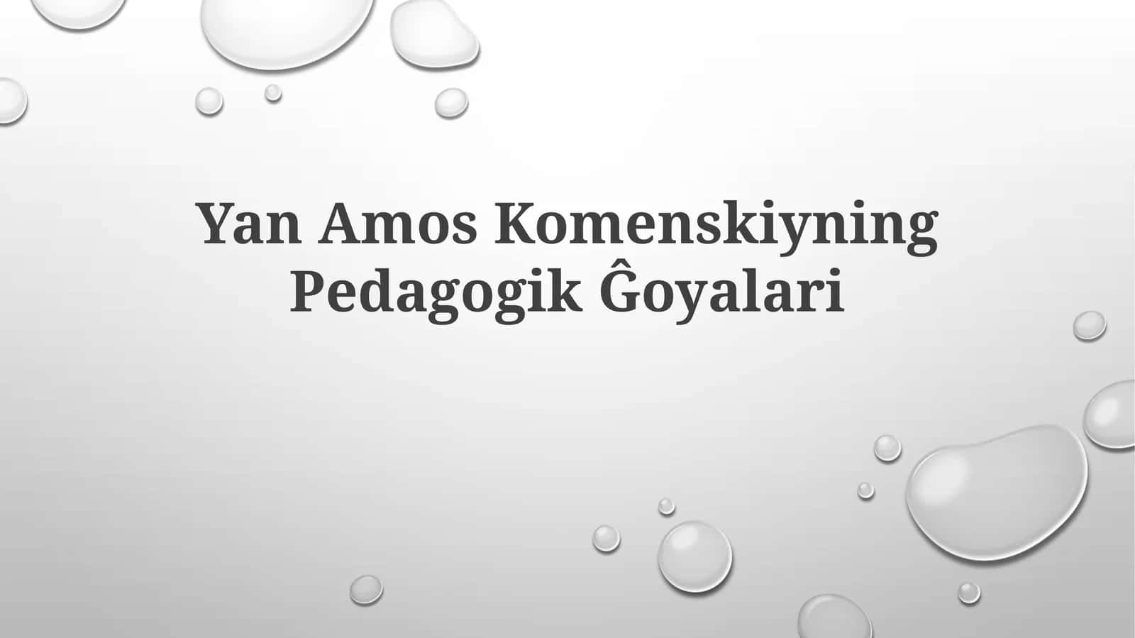 Yan Amos Komenskiyning Pedagogik G'oyalari