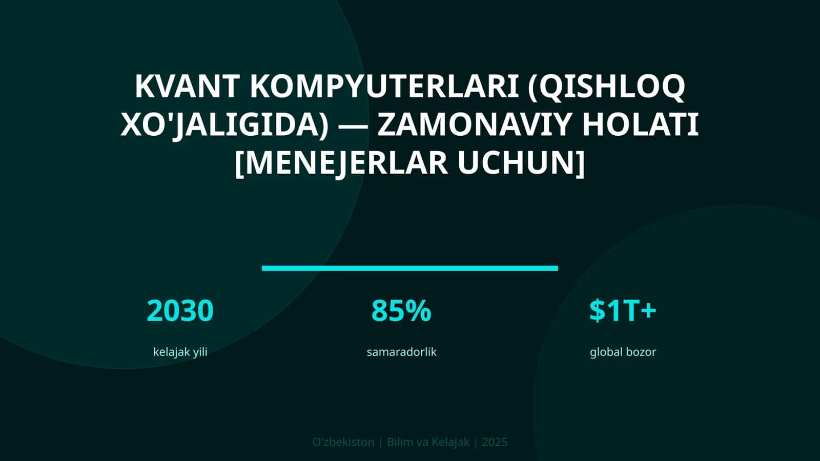 Kvant kompyuterlari (qishloq xo'jaligida) — zamonaviy holati [menejerlar uchun]