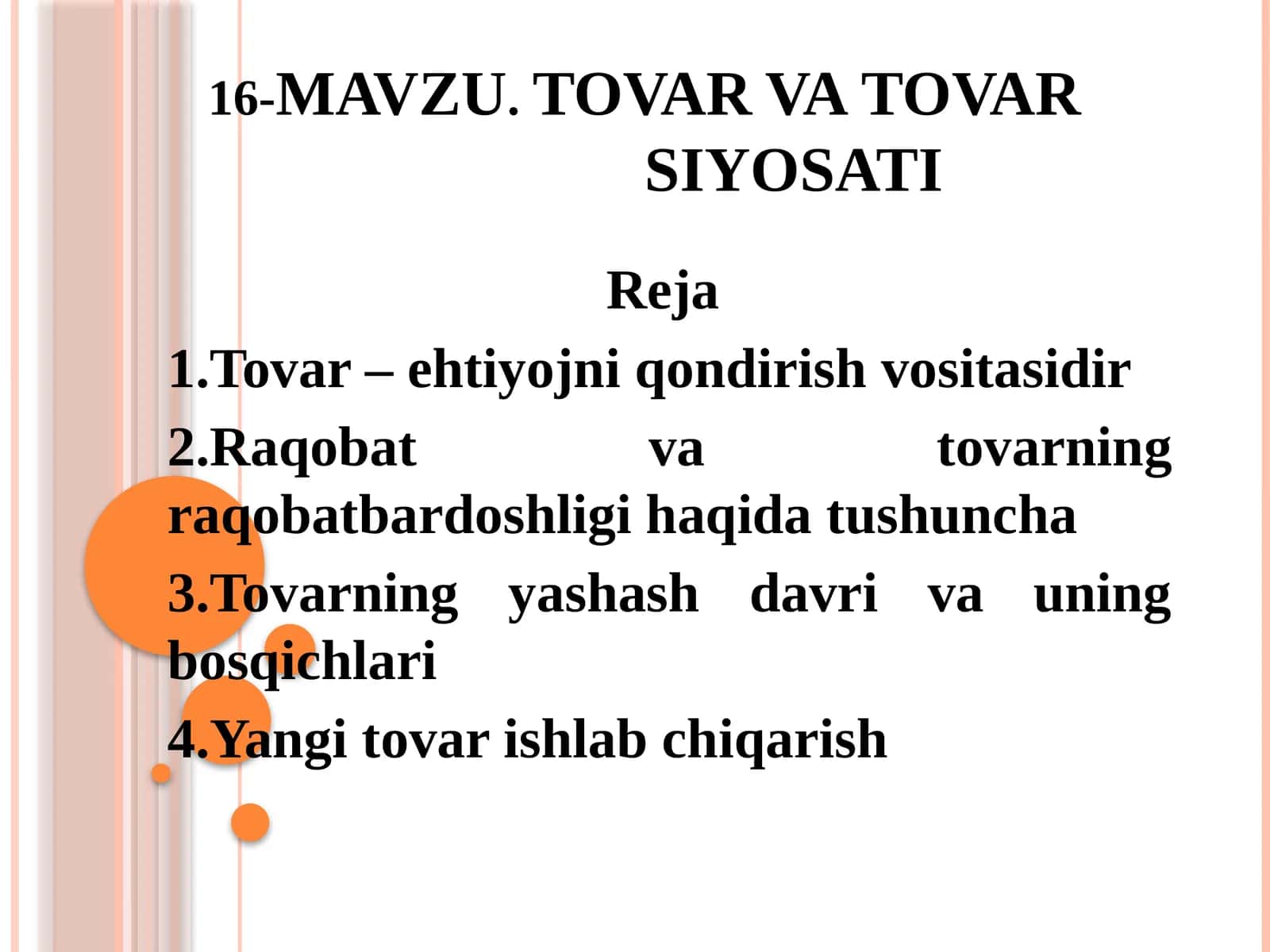 TOVAR VA TOVARSIYOSATI