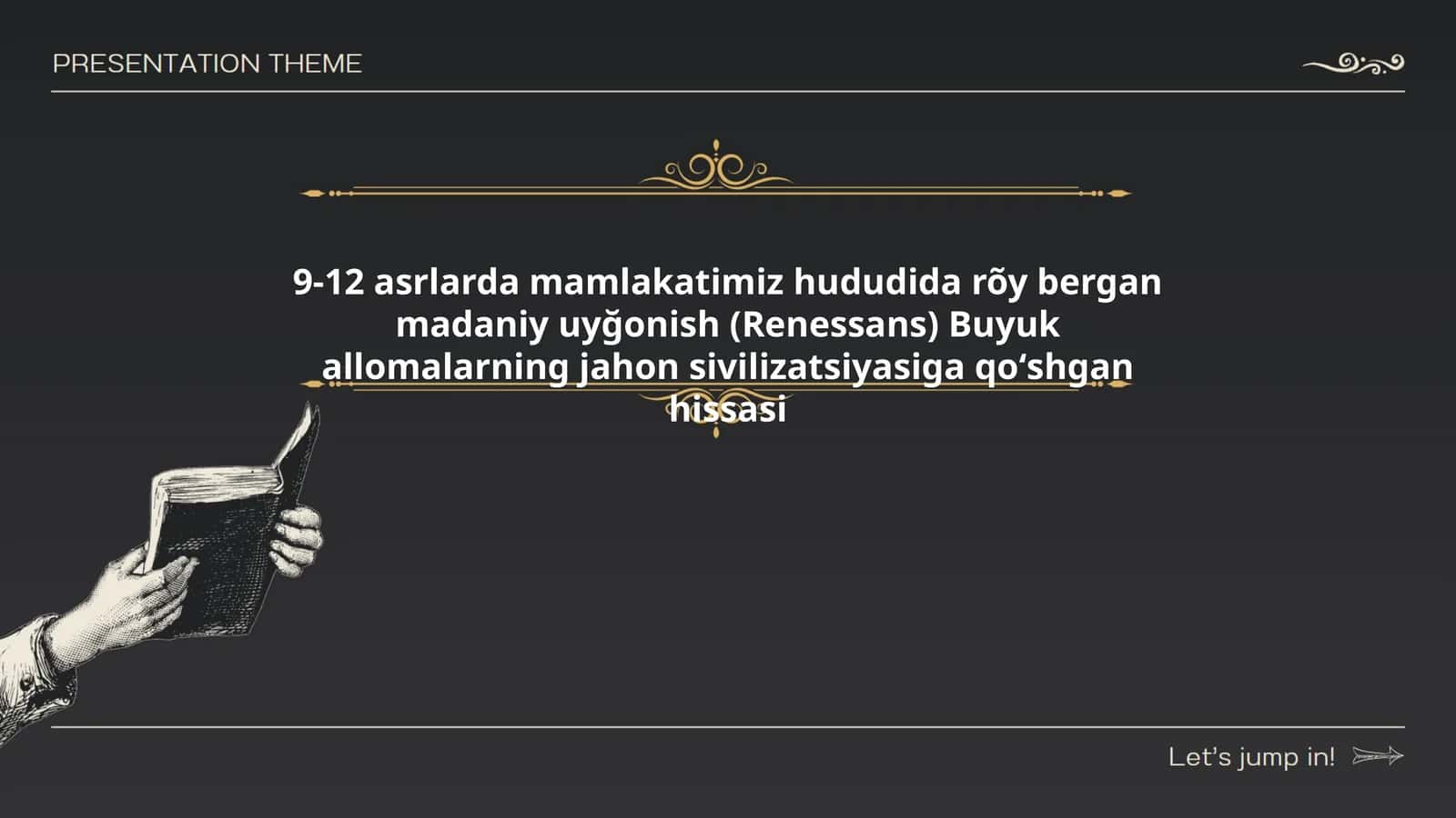 9-12 asrlarda mamlakatimiz hududida rõy bergan madaniy uyğonish (Renessans) Buyuk allomalarning jahon sivilizatsiyasiga qoʻshgan hissasi