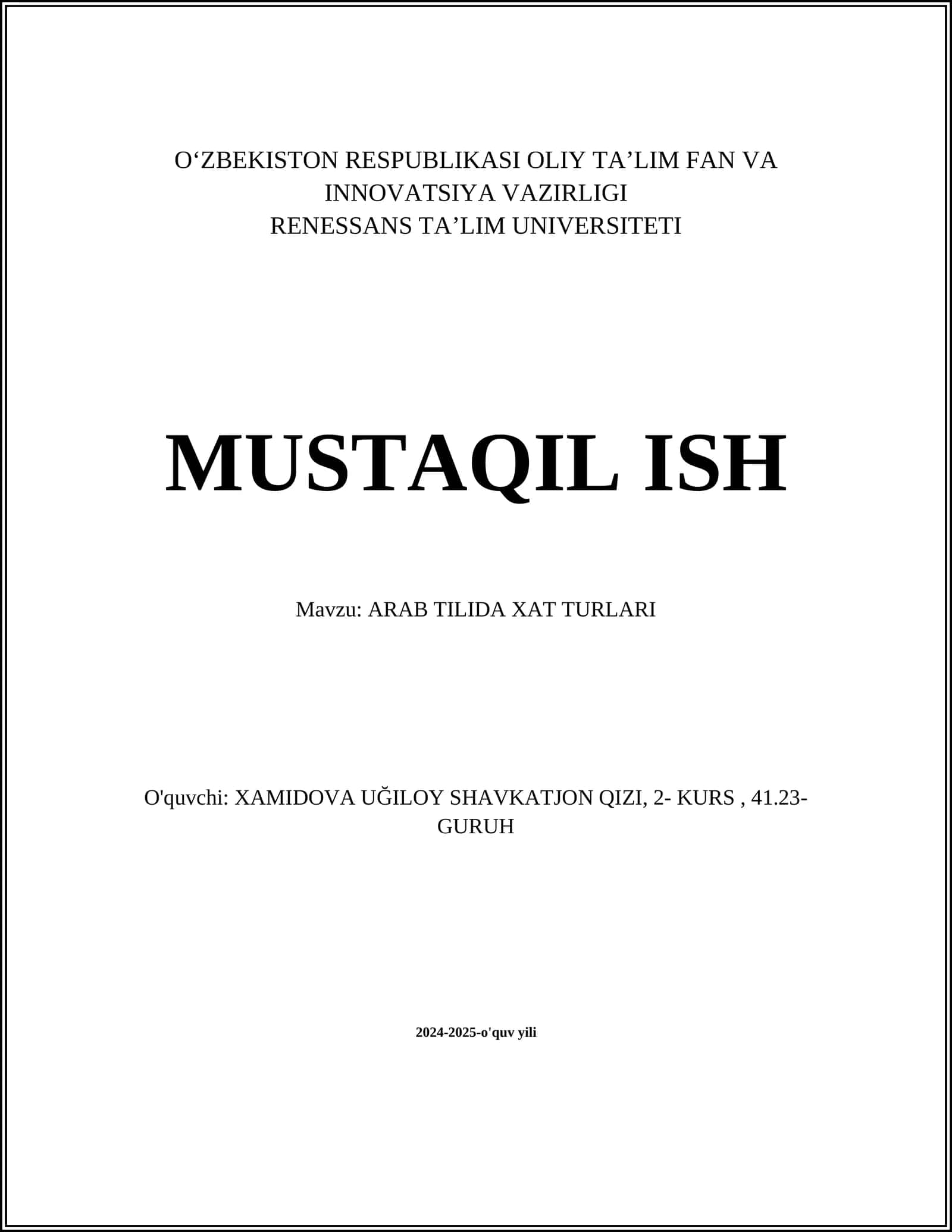 ARAB TILIDA XAT TURLARI