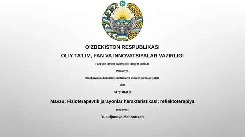 Fizioterapevtik jarayonlar harakteristikasi; reflektoterapiya