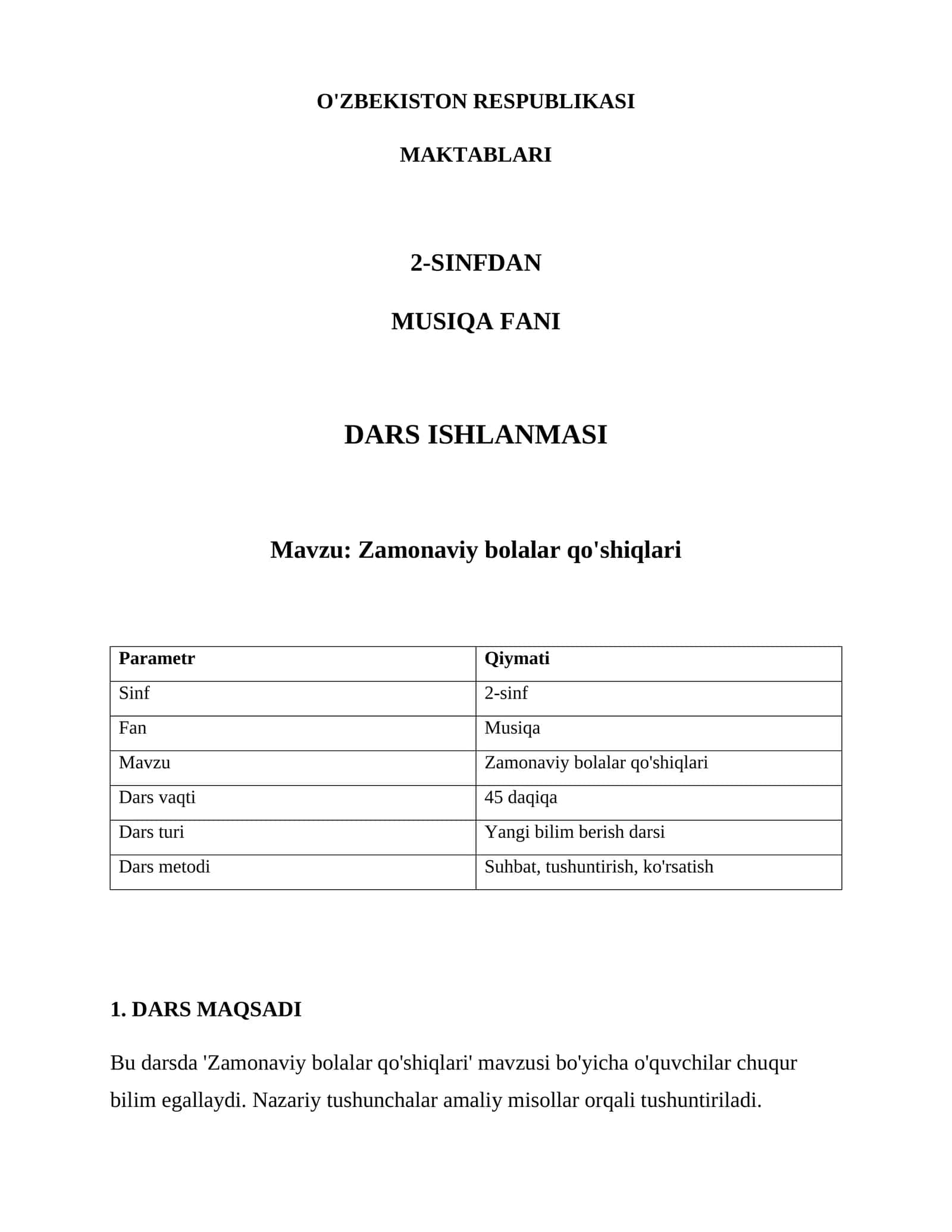 Zamonaviy bolalar qo'shiqlari