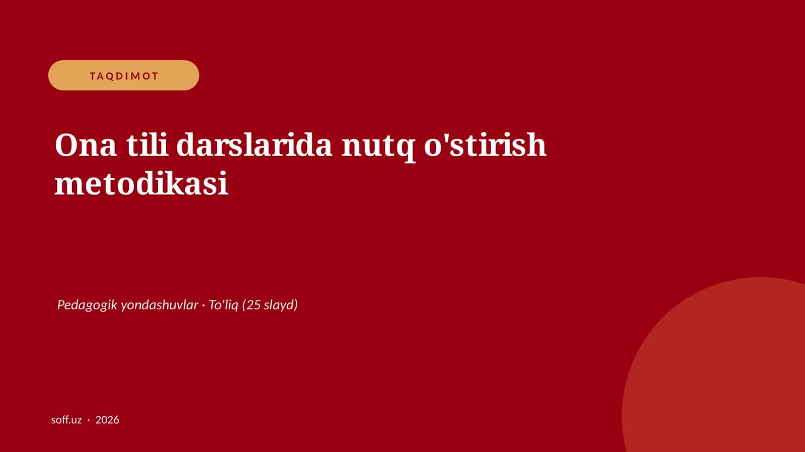 Ona tili darslarida nutq o'stirish metodikasi