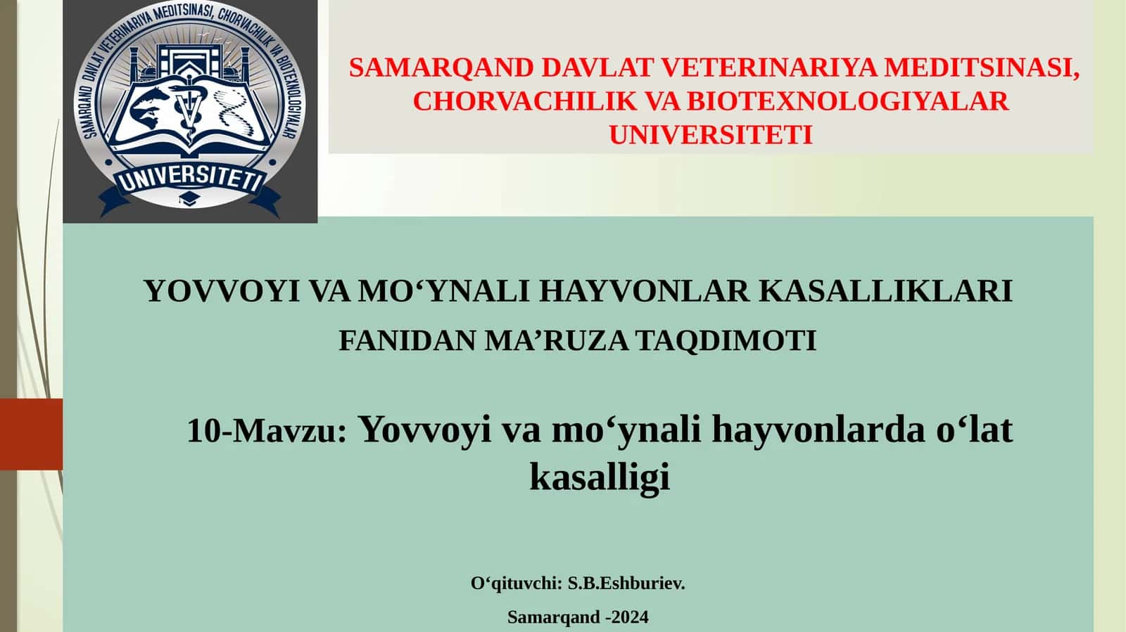 Yovvoyi va mo‘ynali hayvonlarda o‘lat kasalligi