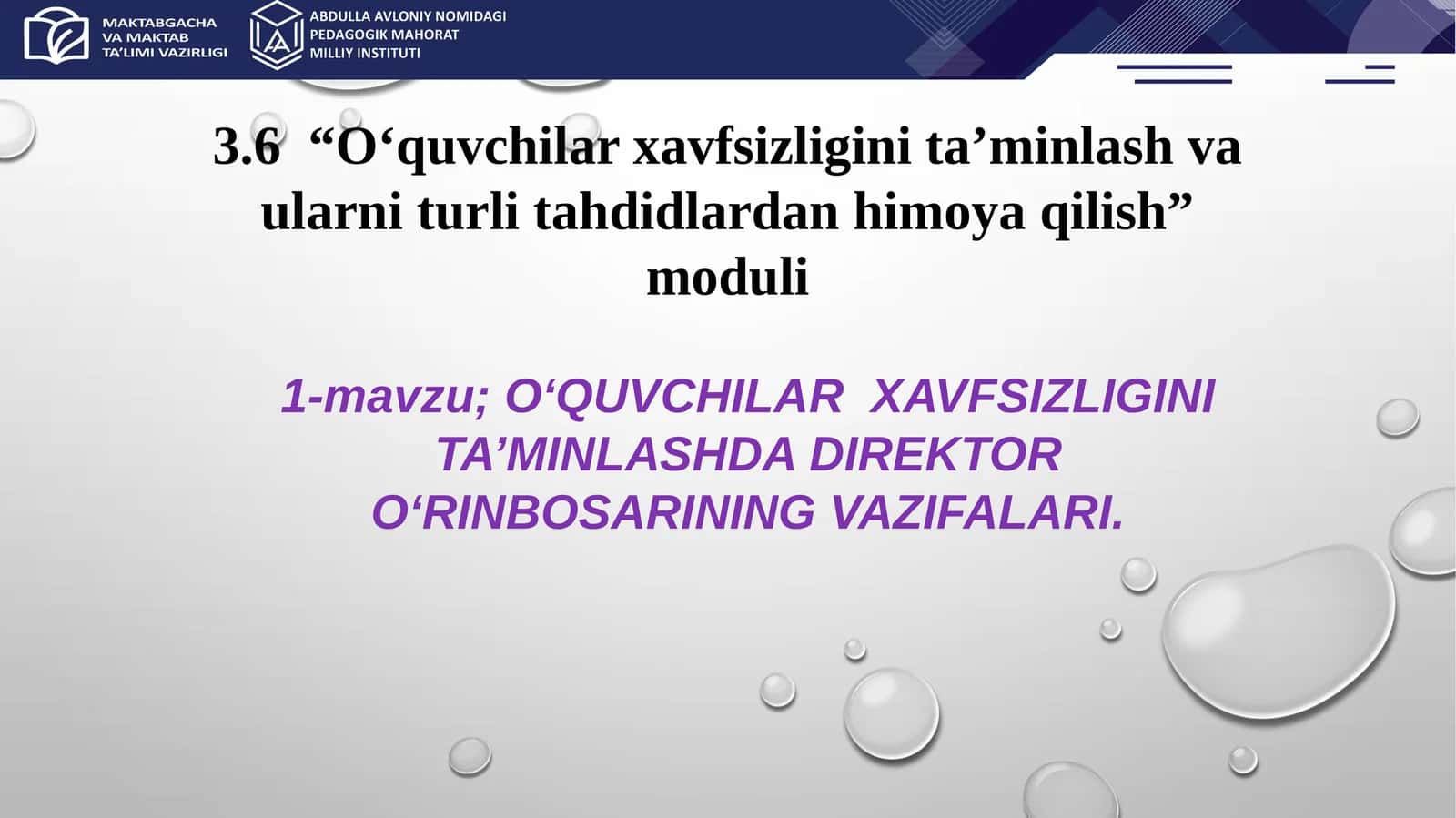 O‘QUVCHILAR XAVFSIZLIGINI TA’MINLASHDA DIREKTOR O‘RINBOSARINING VAZIFALARI