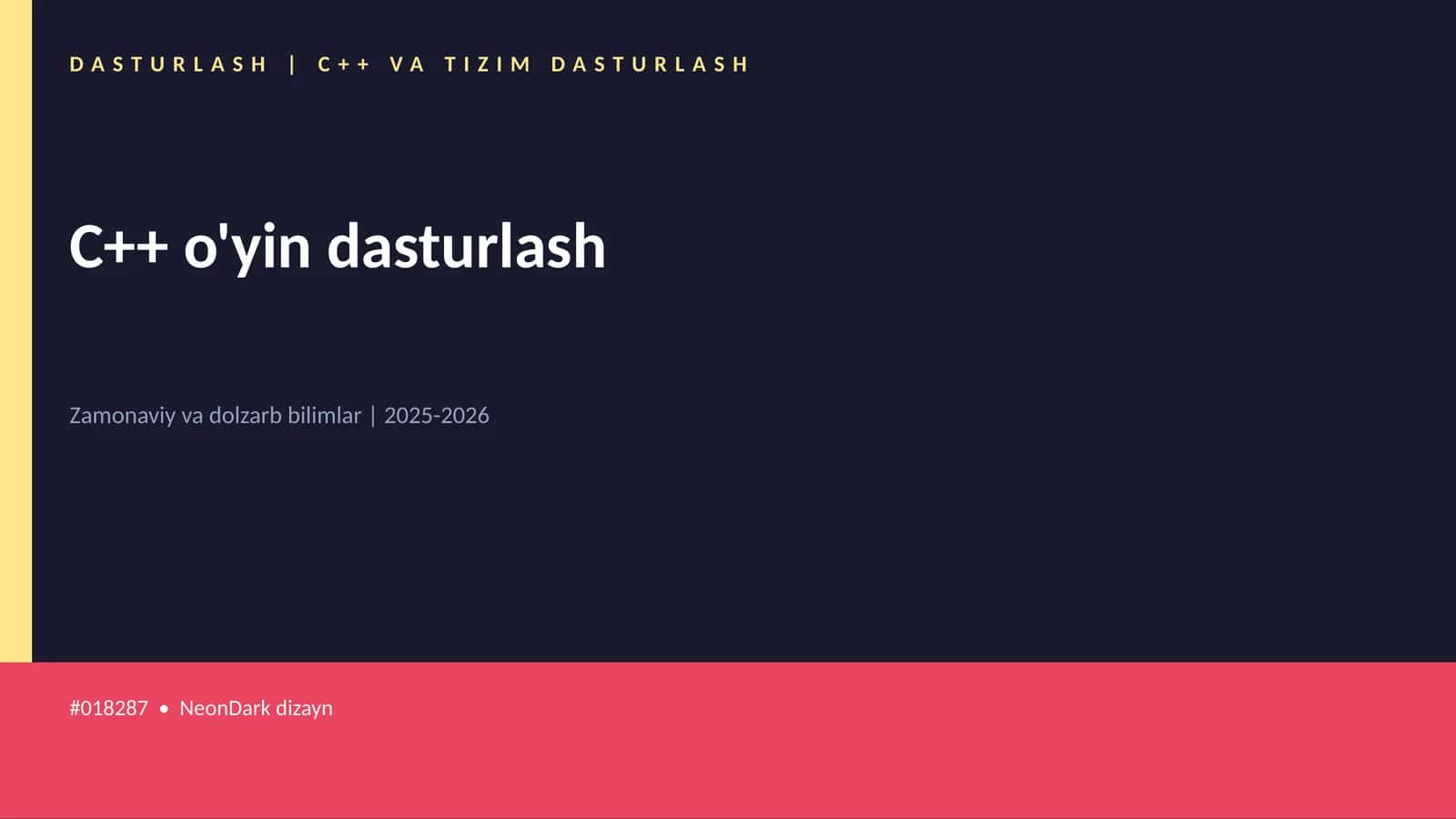C++ VA TIZIM DASTURLASH