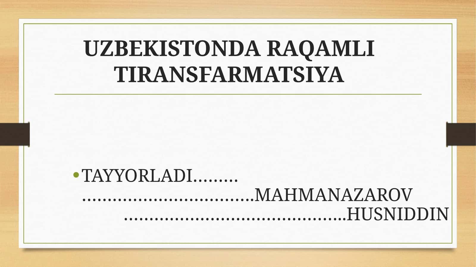 RAQAMLI TIRANSFARMATSIYA