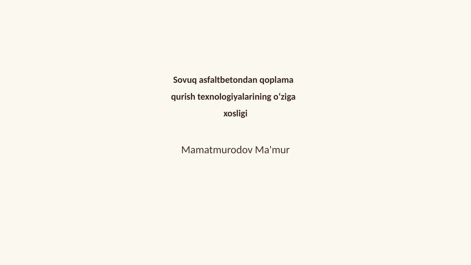 Sovuq asfaltbetondan qoplama qurish texnologiyalari