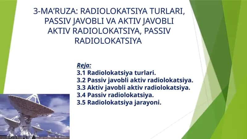 Radiolokatsiya turlari