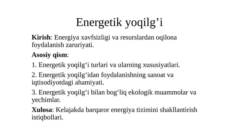 Energetik yoqilg’i