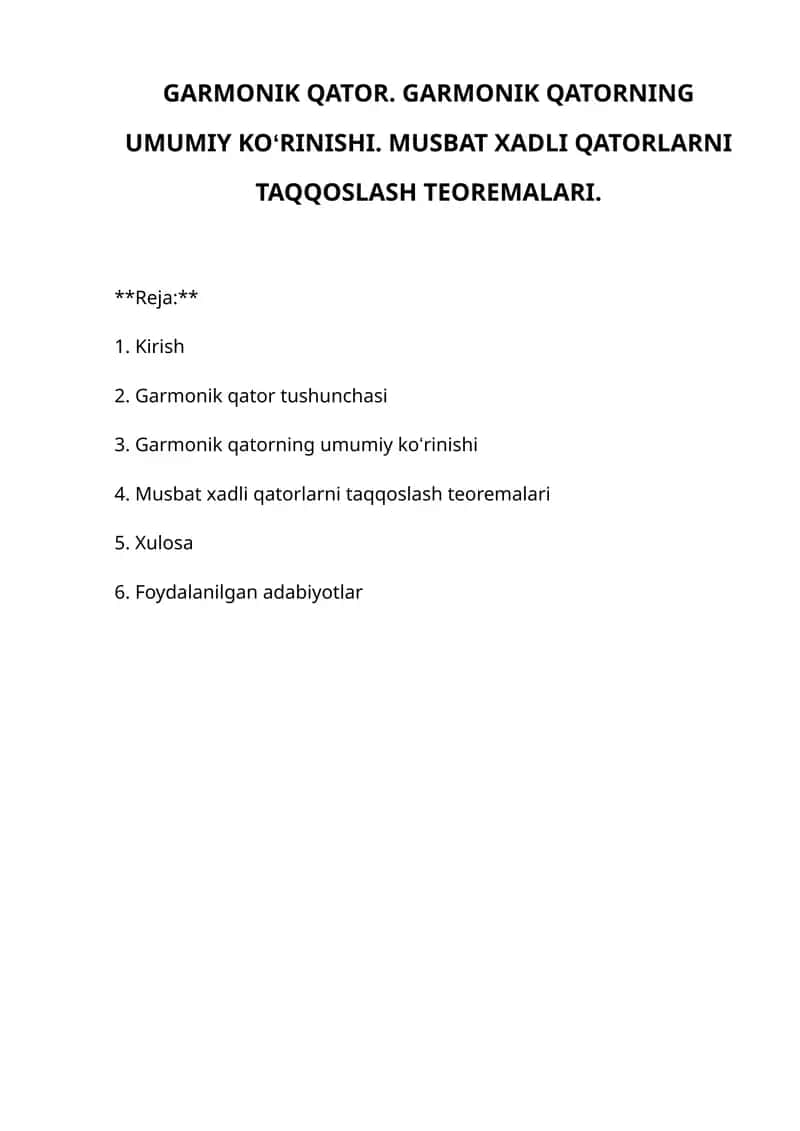 Garmonik qatorlar