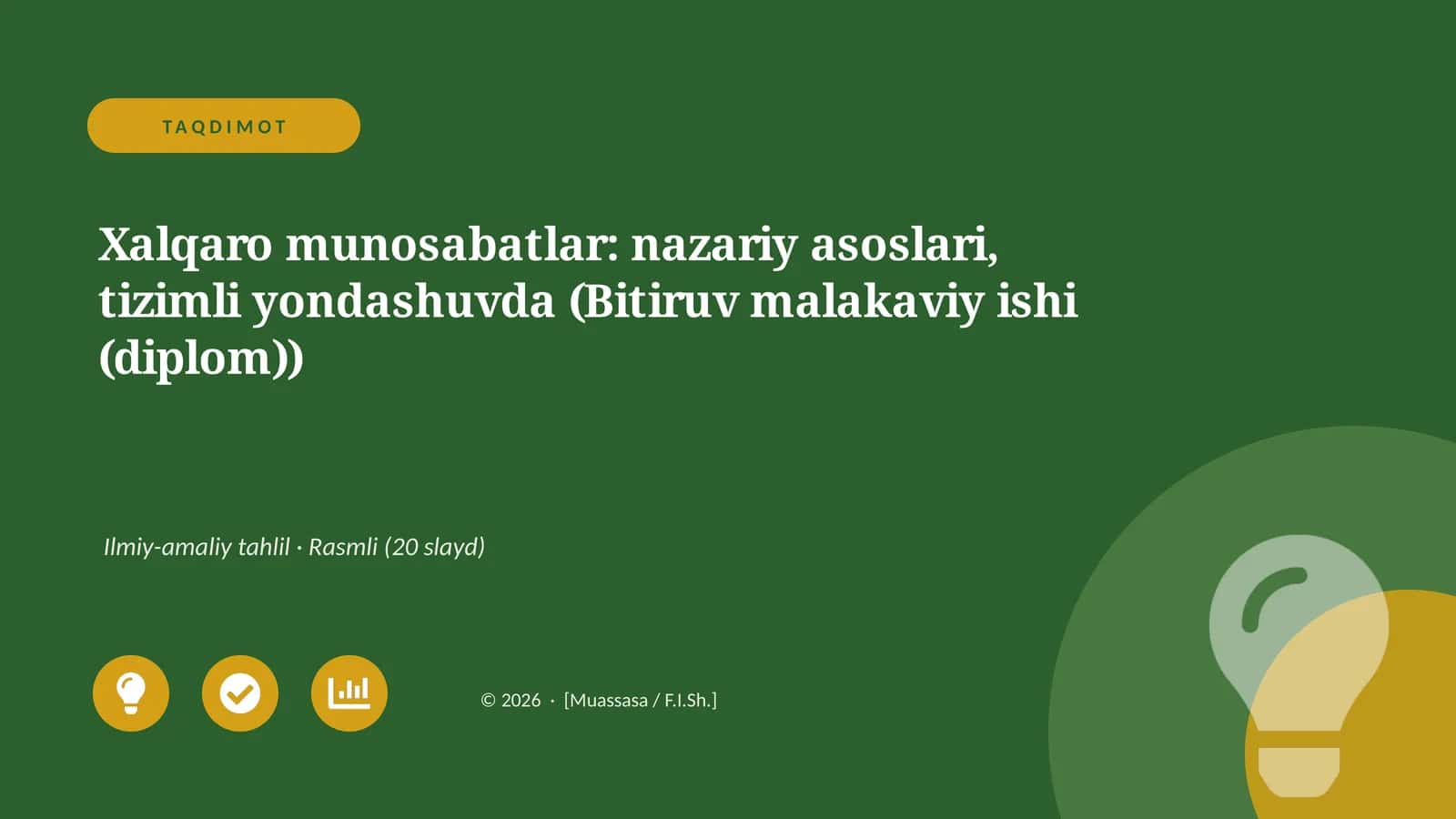 Xalqaro munosabatlar: nazariy asoslari, tizimli yondashuvda (Bitiruv malakaviy ishi (diplom))