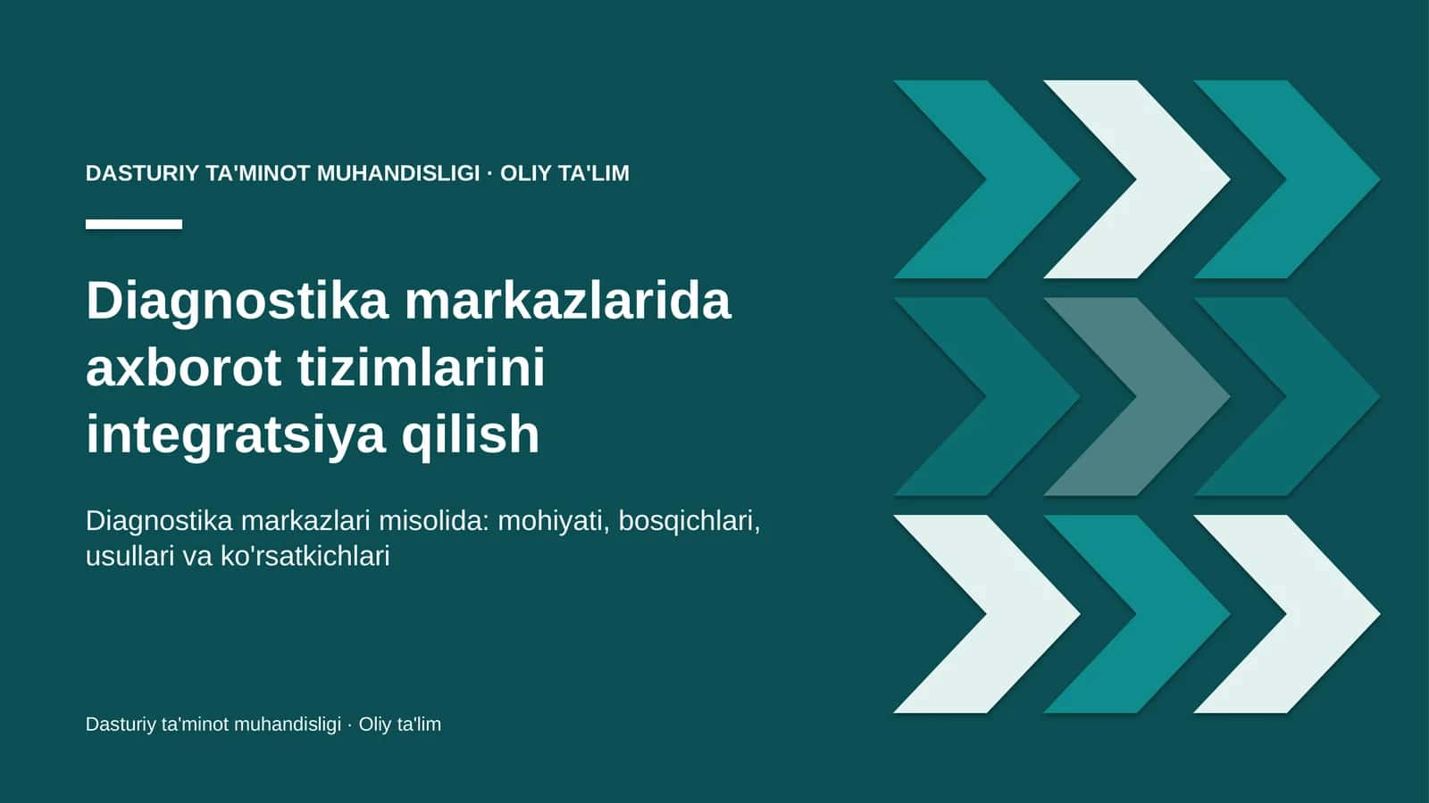 Diagnostika markazlarida axborot tizimlarini integratsiya qilish