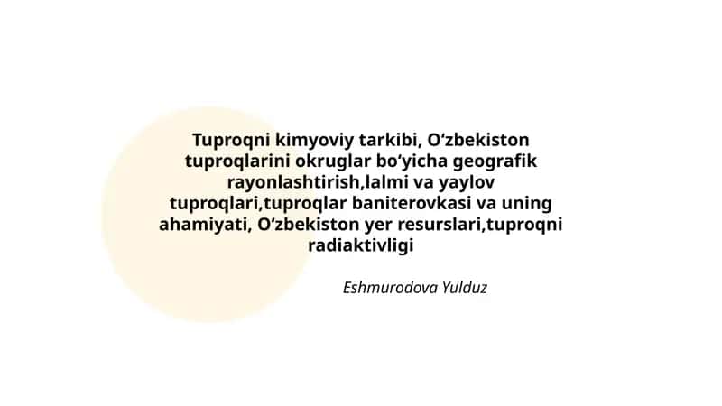 Tuproq xaqida malumotlar