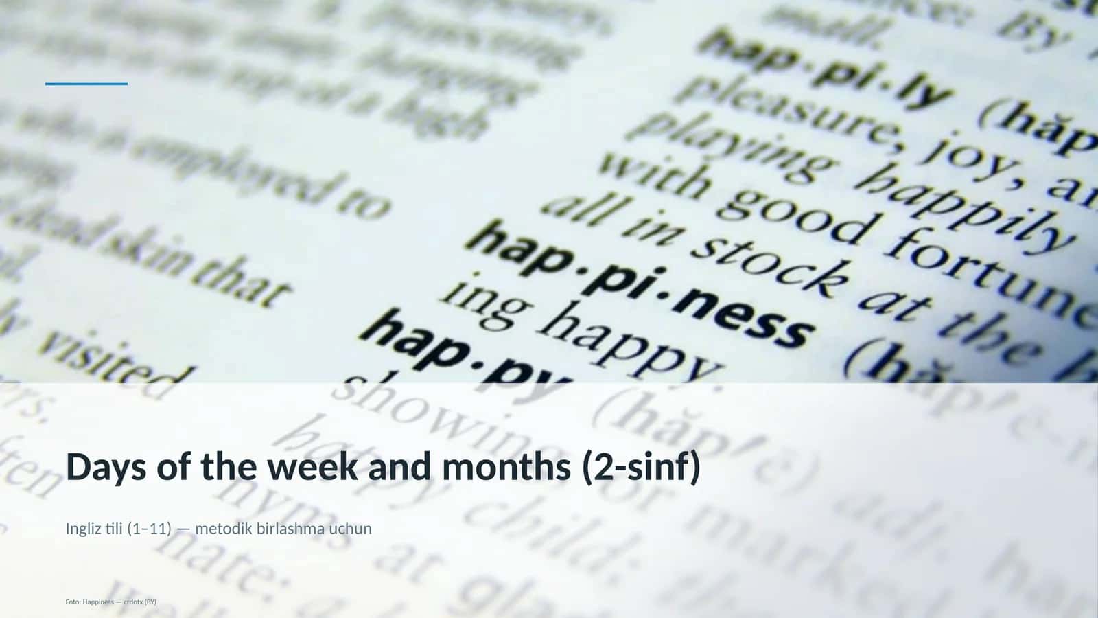 Days of the week and months (2-sinf)