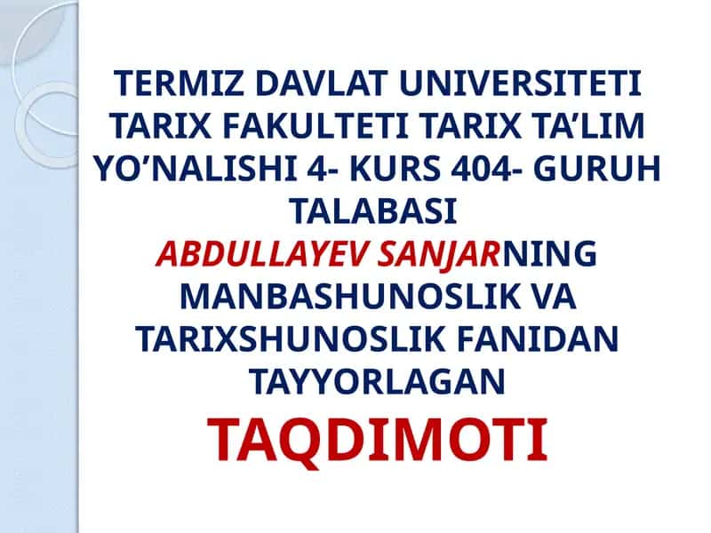 O’zbekiston tarixi ni o'rganish va o'qitish