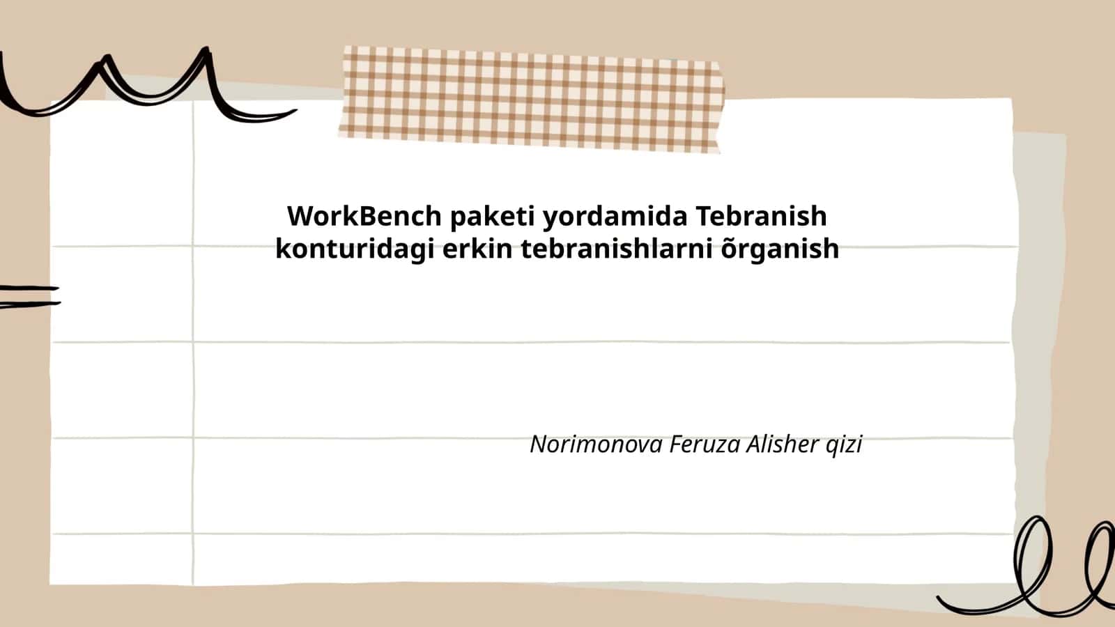 Tebranish konturidagi Erkin Tebranishlarni Õrganish