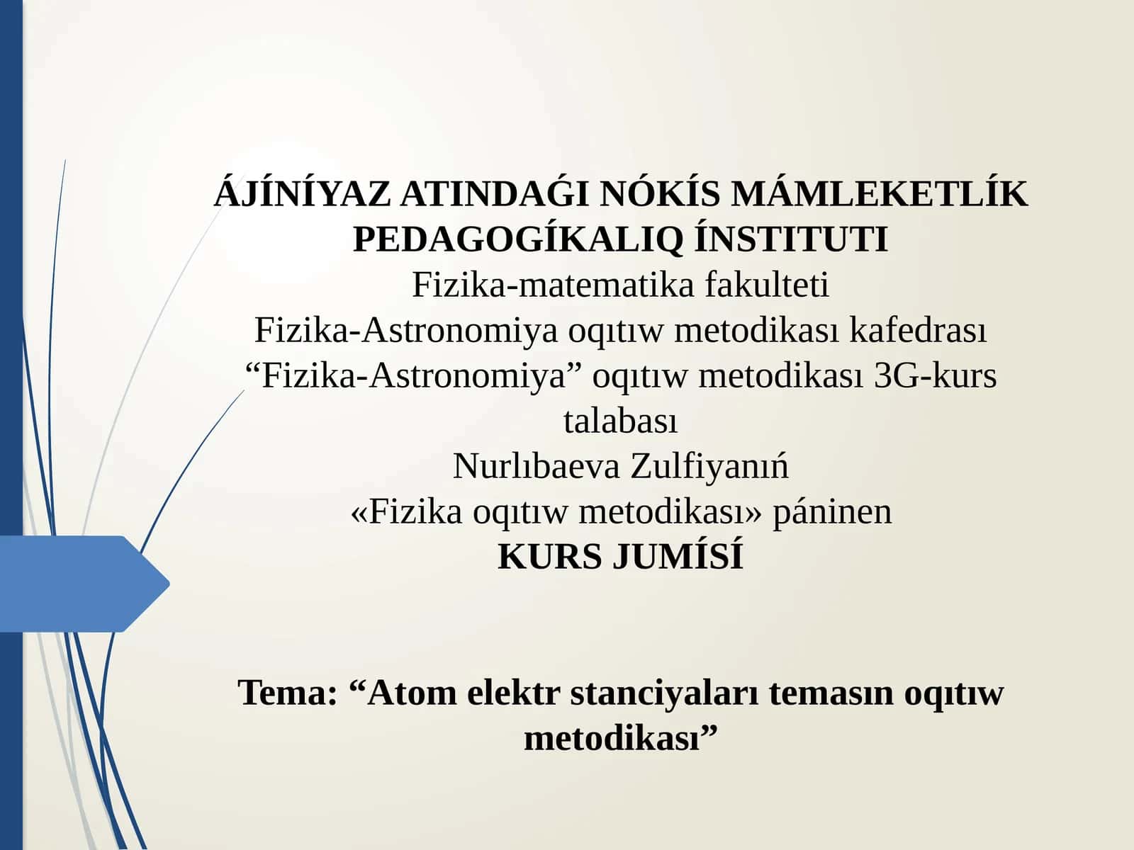 Fizika-Astronomiya oqıtıw metodikası