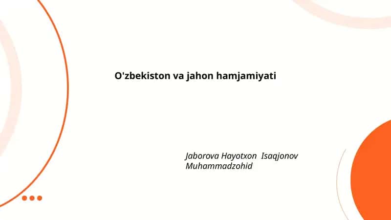 O'zbekiston va jahon hamjamiyati