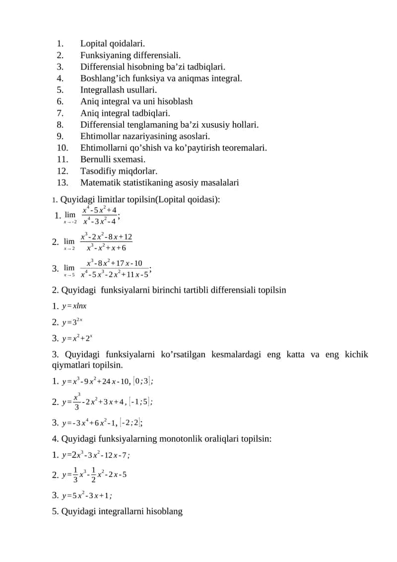 Matematik statistikaning asosiy masalalari