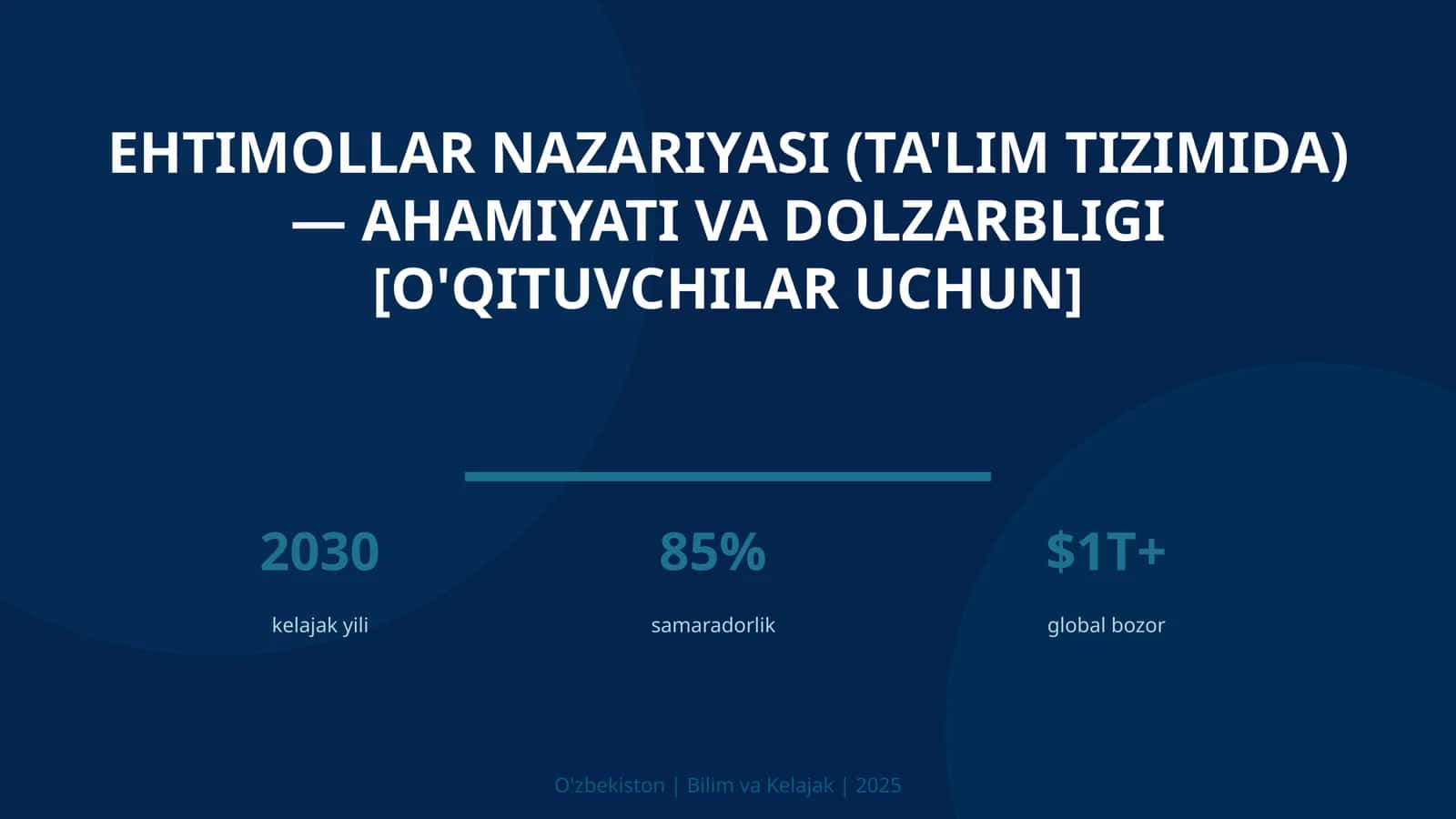 Ehtimollar nazariyasi (ta'lim tizimida) — ahamiyati va dolzarbligi [o'qituvchilar uchun]