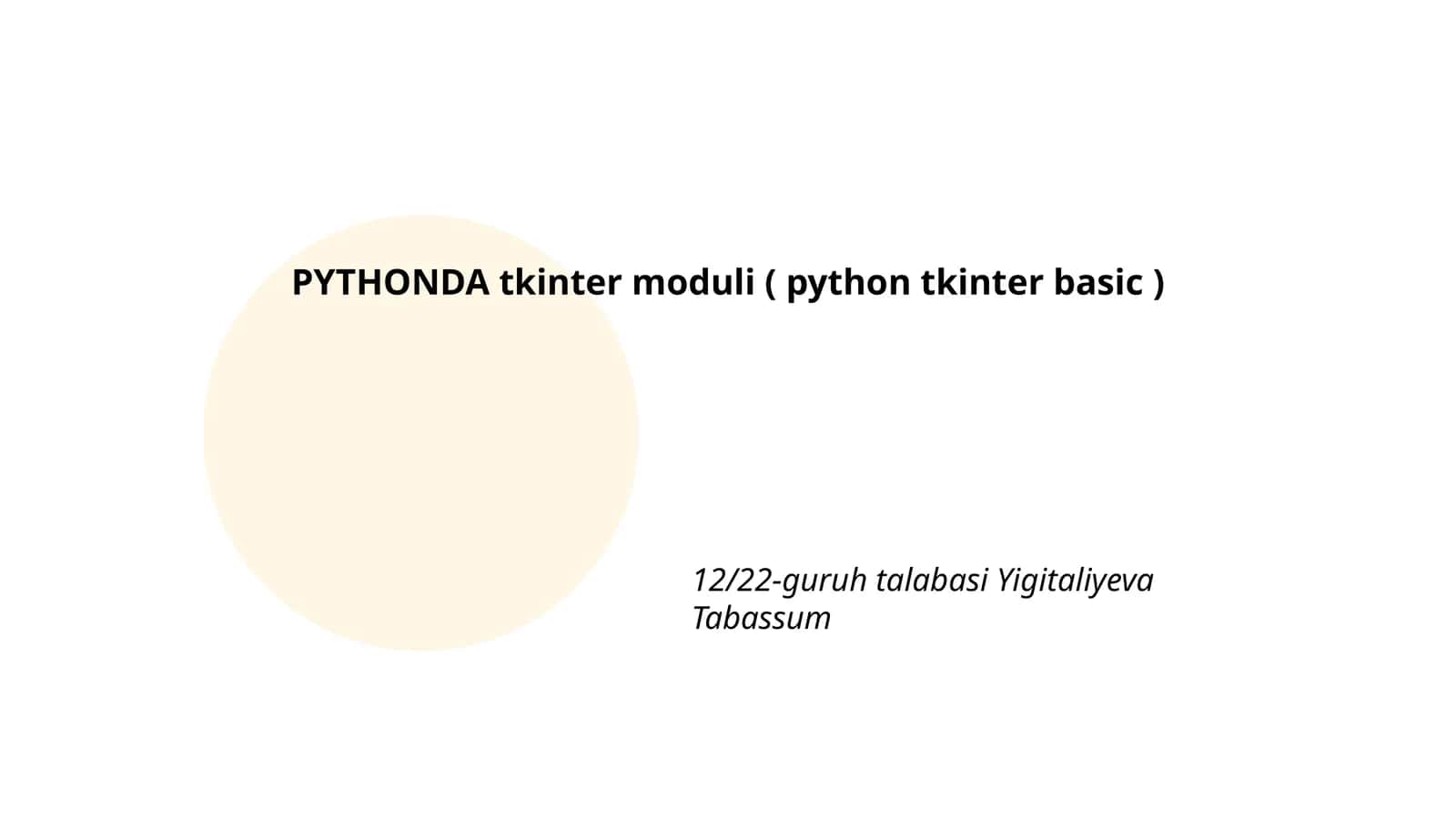 PYTHONDA tkinter moduli