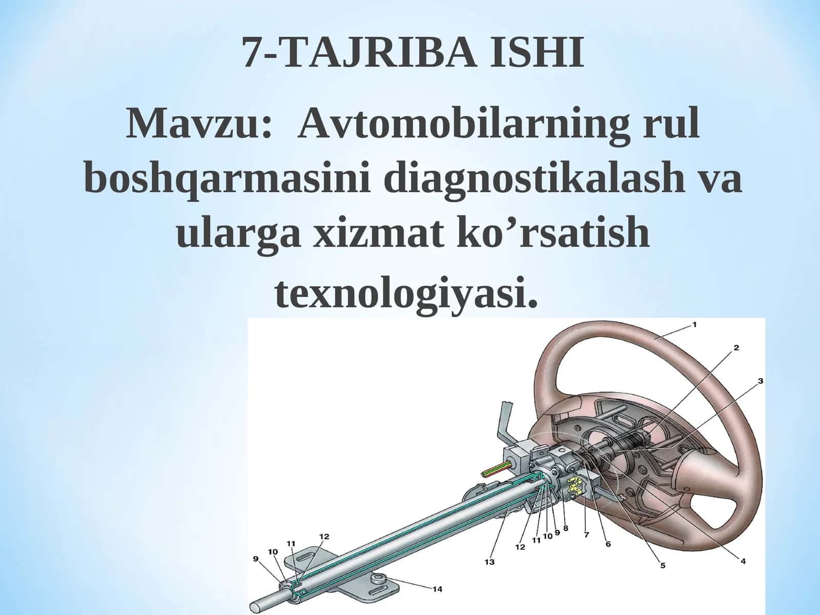 Avtomobillarning rul boshqarmasini diagnostikalash va ularga xizmat koʻrsatish texnologiyasi 1