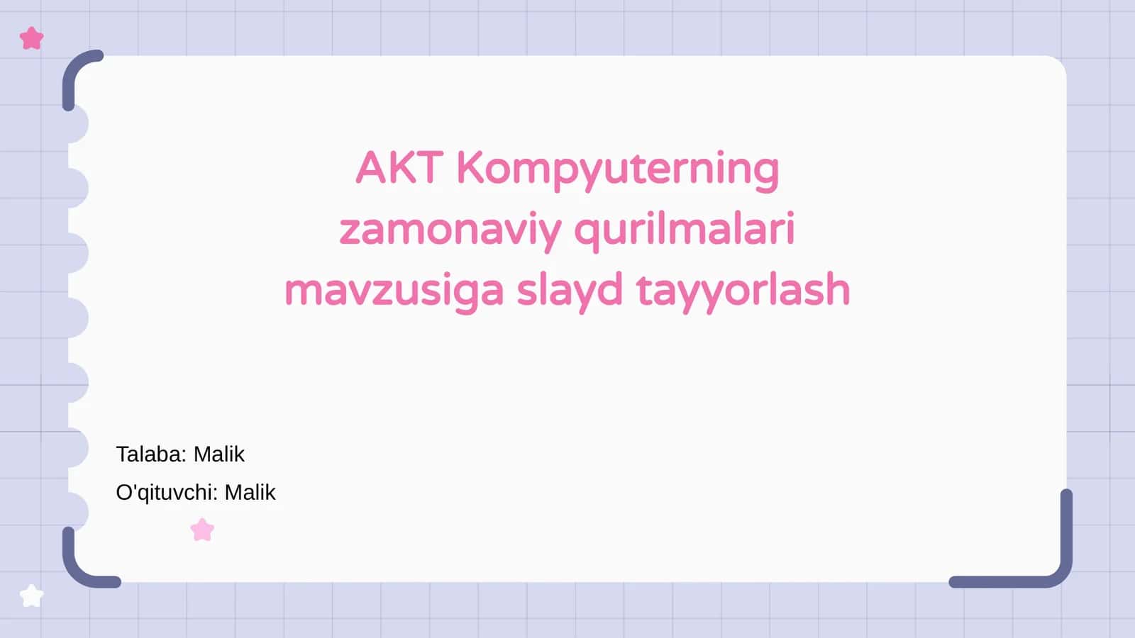 AKT Kompyuterning zamonaviy qurilmalari mavzusiga slayd tayyorlash