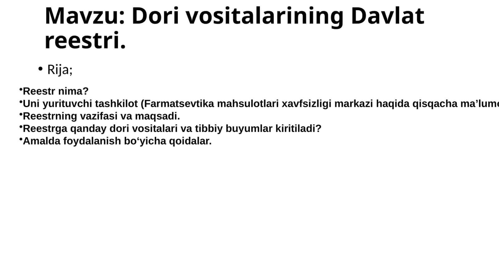 Dorivositalarining Davlat reestri