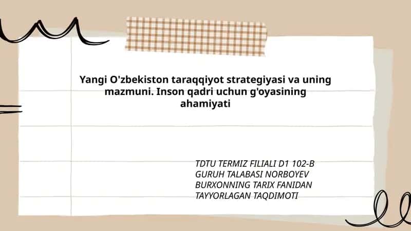 Yangi O'zbekiston taraqqiyot strategiyasi va uning mazmuni