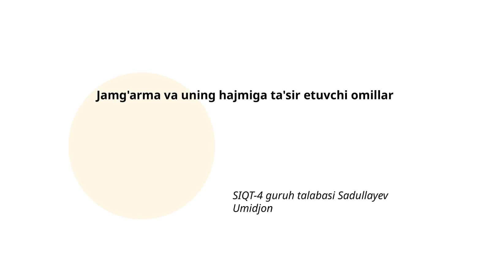 Jamg'arma va uning hajmiga ta'sir etuvchi omillar