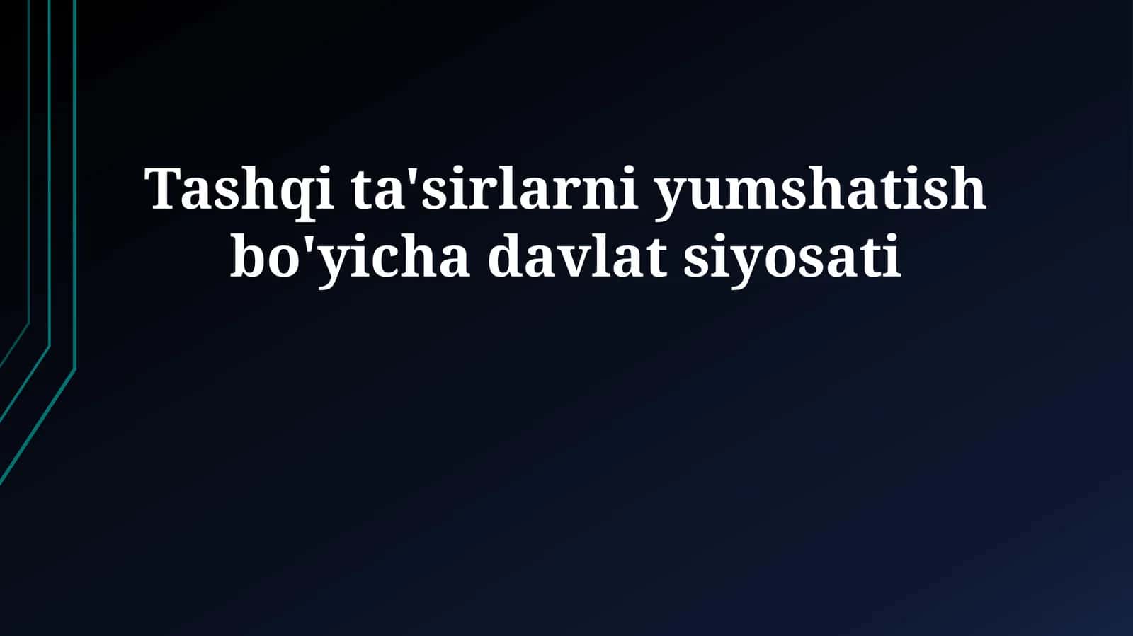 Tashqi ta'sirlarni yumshatish bo'yicha davlat siyosati