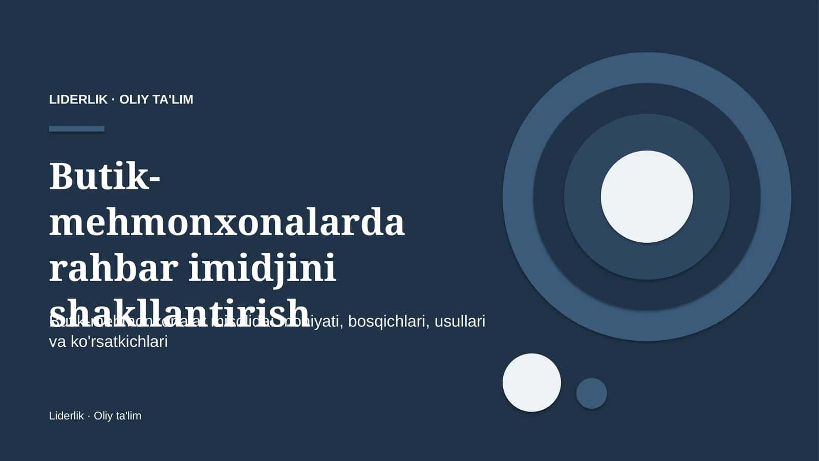 Butik-mehmonxonalarda rahbar imidjini shakllantirish
